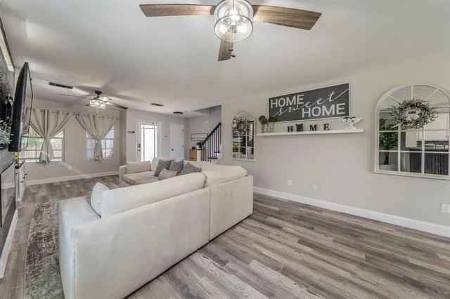 an aerial view of a house