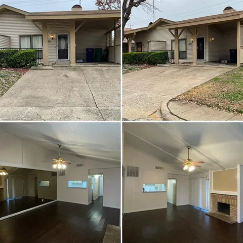 a view of a house with couches in front of building
