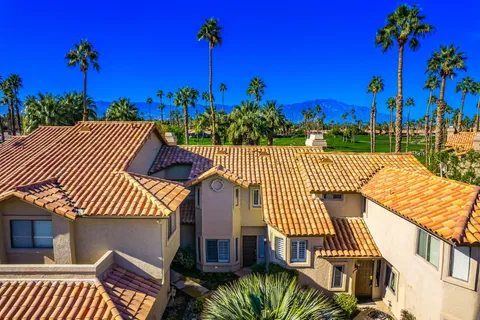 a view of a roof deck with potted plants