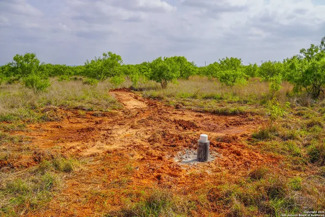 a view of a lake with beach and trees in the background