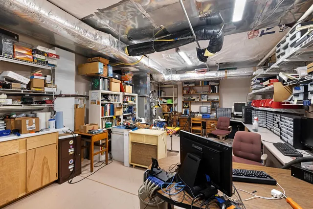 a view of a storage and utility room