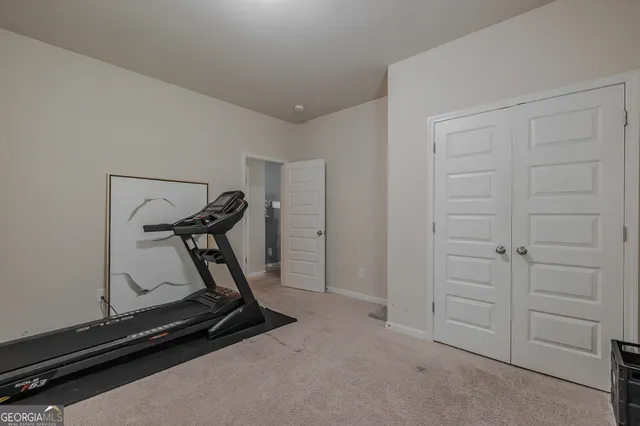 a room with gym equipment