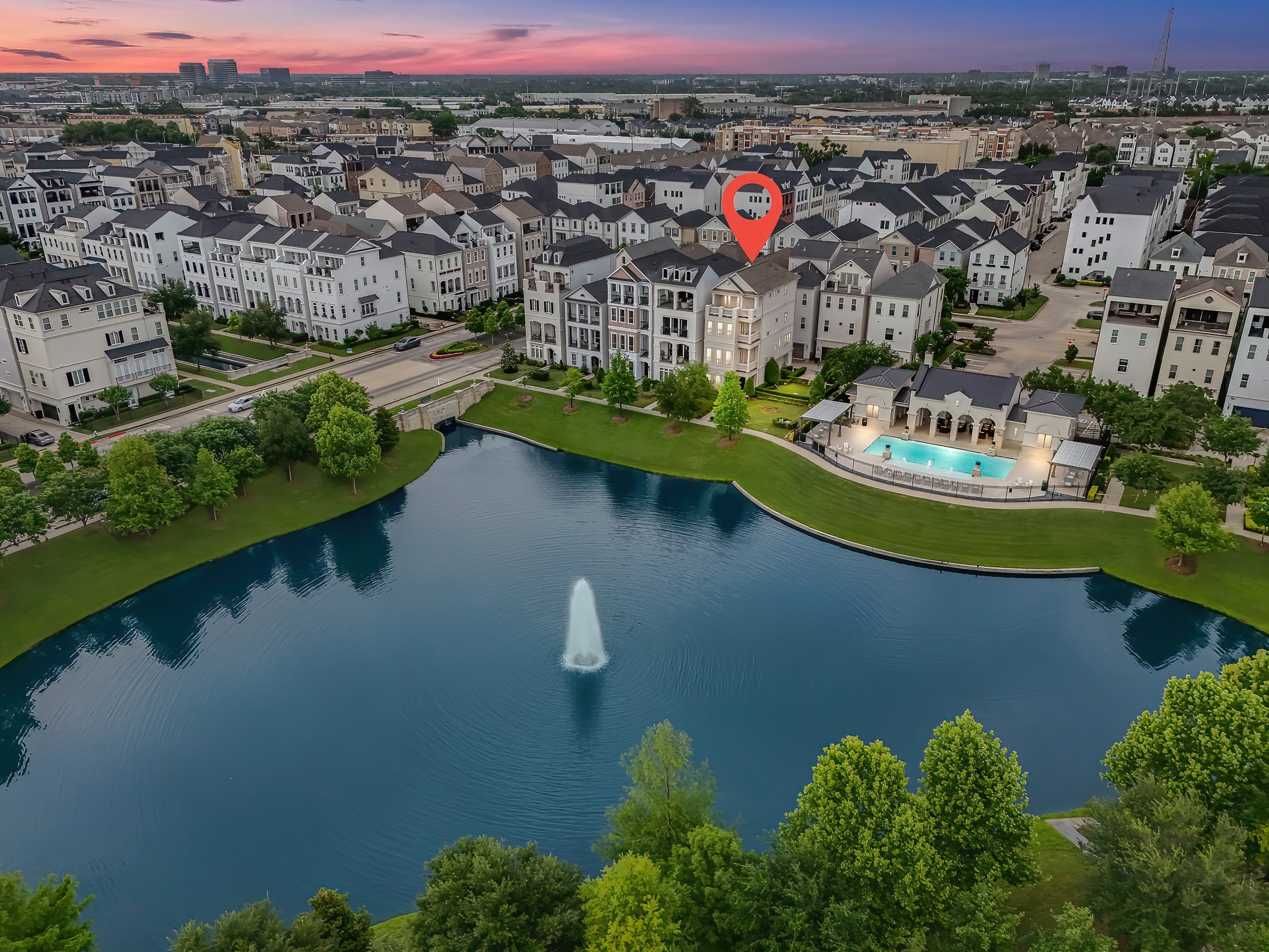 3709 Somerset Commons Lane Houston, TX 77055 - Photo 3 of 32 an aerial view of a house with a lake view