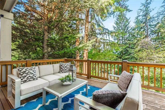 a aerial view of a house with yard and plants