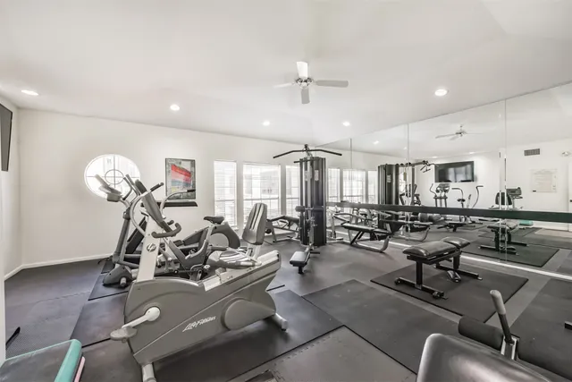 a view of a room with gym equipment