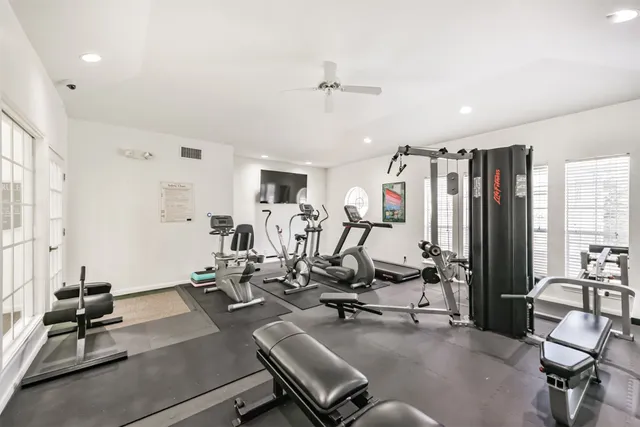 a view of a room with gym equipment