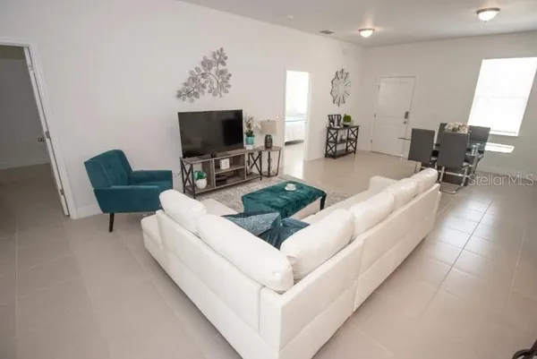 a living room with furniture