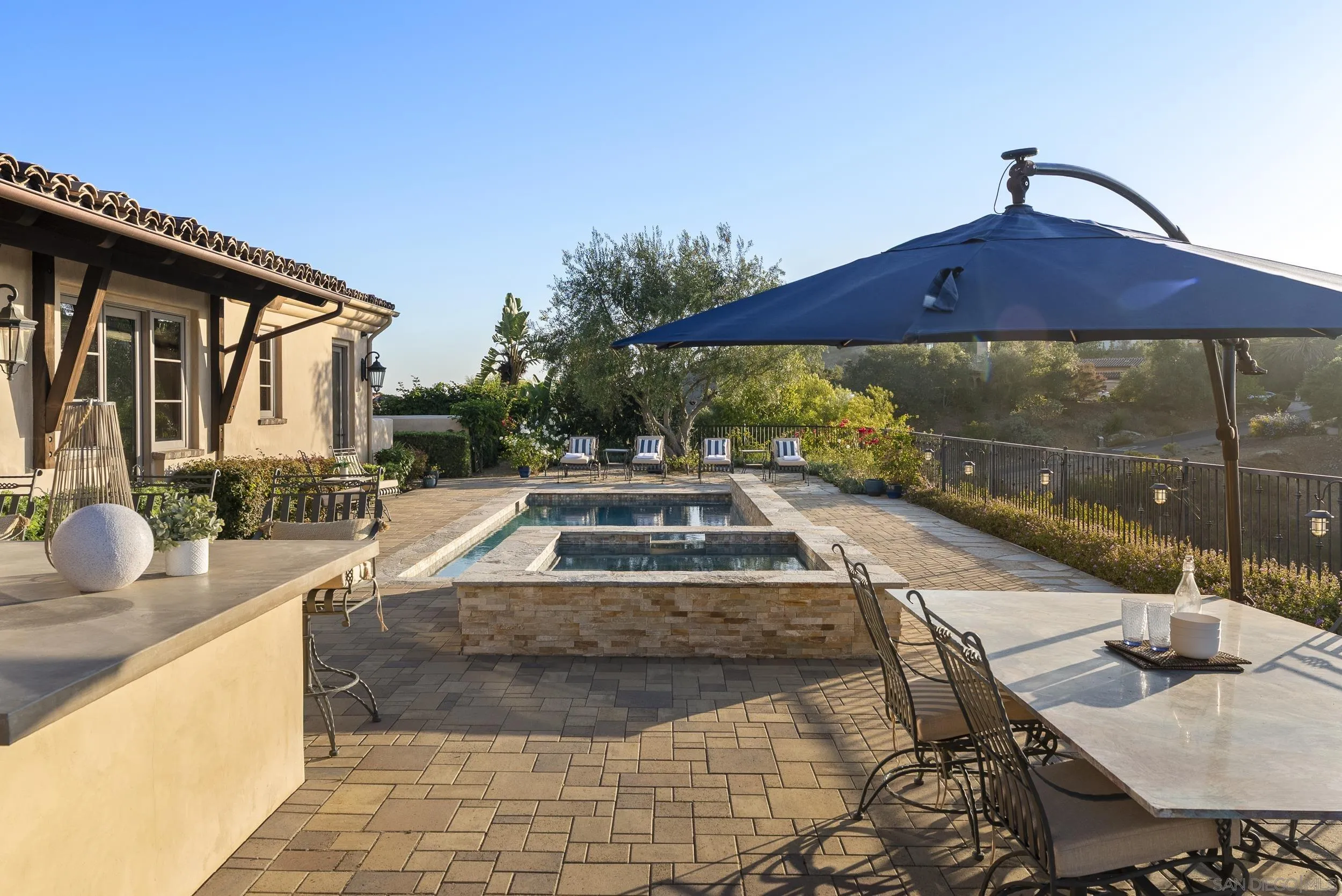 8046 El Cielo Rancho Santa Fe, CA 92067 - Photo 55 of 68 a view of a patio with swimming pool table and chairs