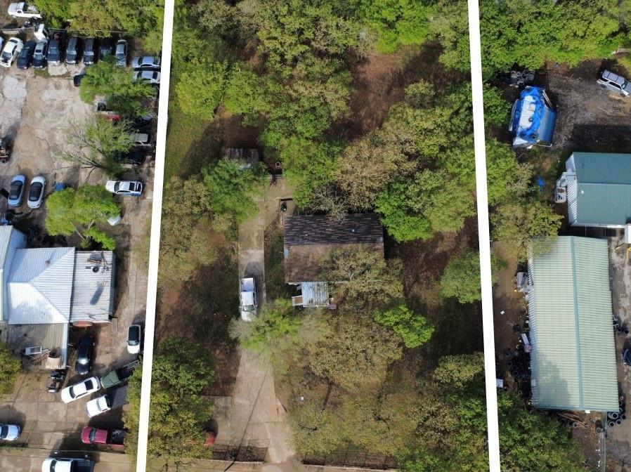 an aerial view of houses and roads