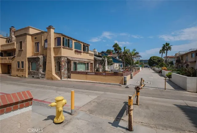 a view of a building with a street