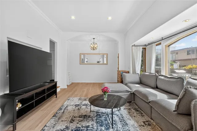 a view of a dining room with furniture and window