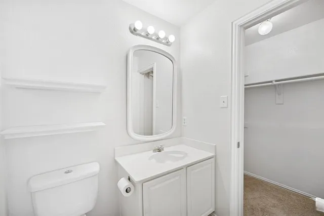 a bathroom with a toilet a sink and mirror