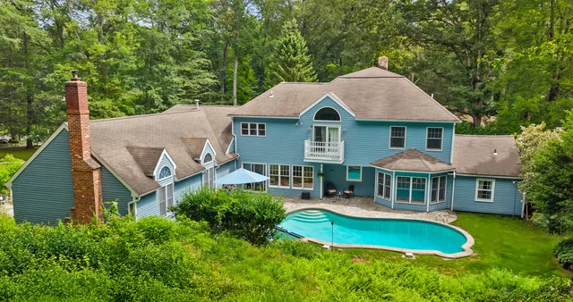 an aerial view of a house