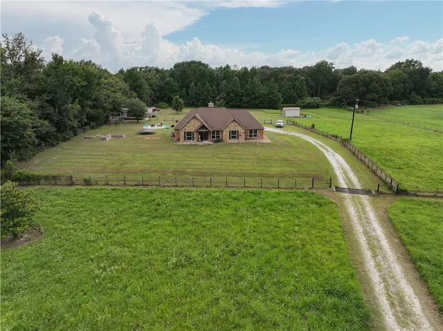 an aerial view of a house