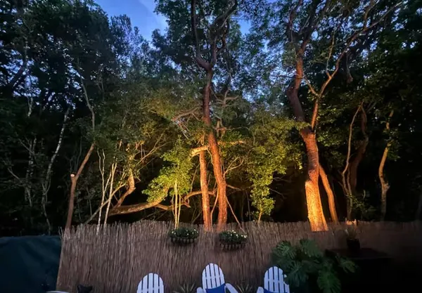 a view of a walk in a patio