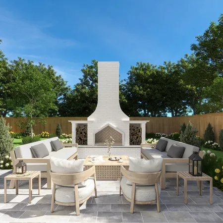 a view of a patio with table and chairs and potted plants with wooden floor and fence