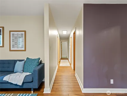 a view of livingroom with furniture and wooden floor