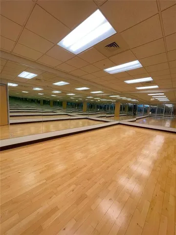 a view of a room with gym equipment