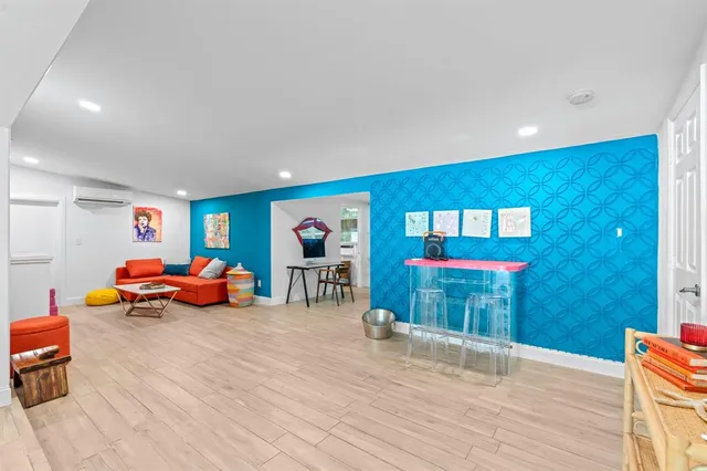 a view of play room with gym equipment