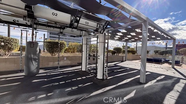 a view of a room with gym equipment