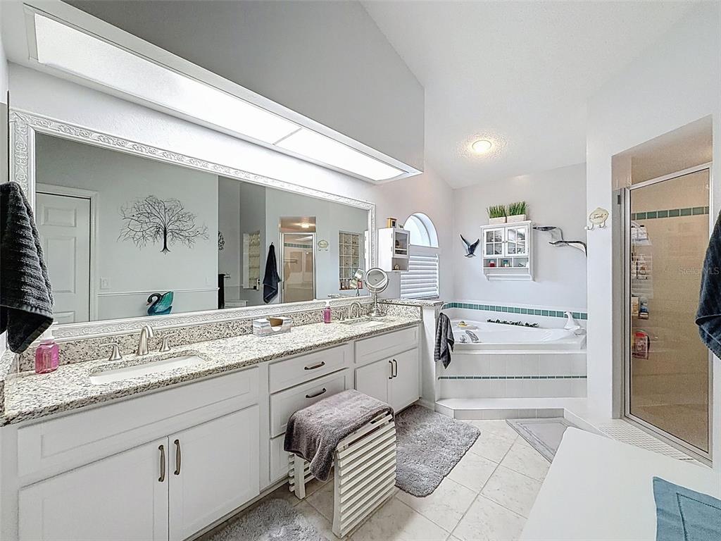 27380 Golf Course Loop Wesley Chapel, FL 33544 - Photo 16 of 27 a spacious bathroom with a granite countertop sink and a mirror