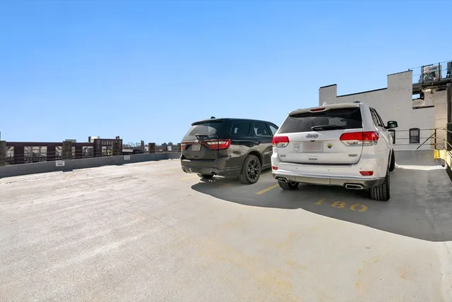 a view of a car in the parking lot