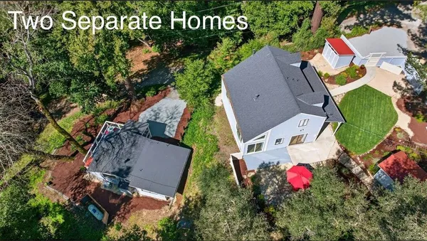 an aerial view of a house