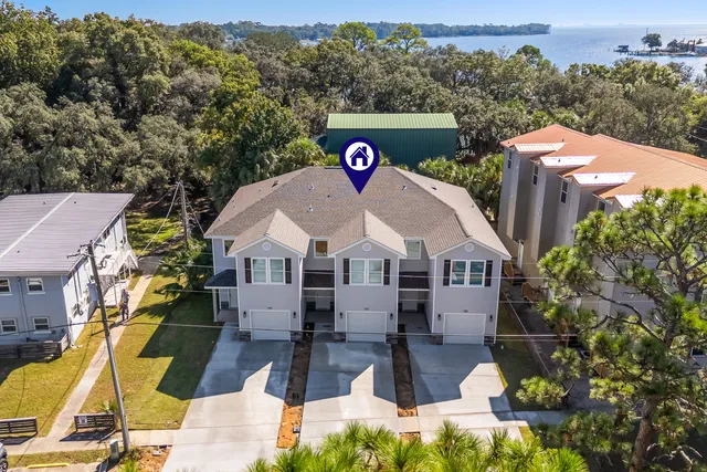 an aerial view of a house
