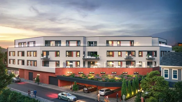 front view of a brick building