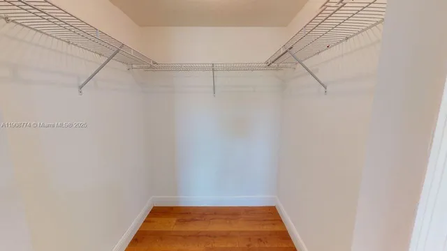 a view of a room with racks on the wall