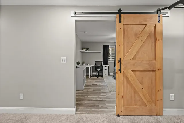 an aerial view of a house