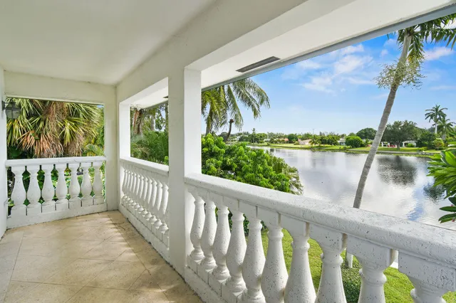 a lake view with a garden