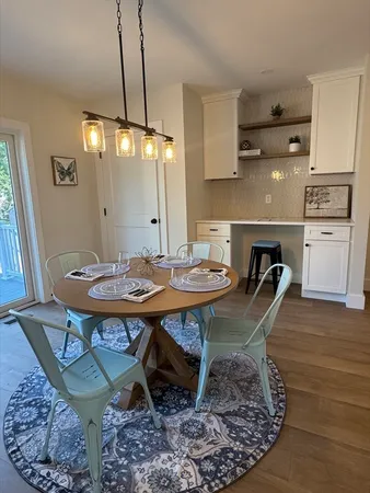 a table and chairs in a kitchen