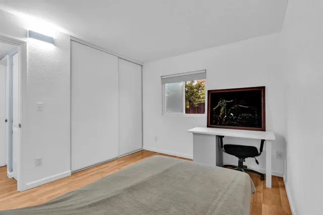 a workspace with a table and a chair