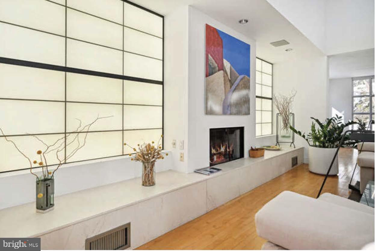 4527 Q Place Northwest Washington, DC 20007 - Photo 36 of 54 a living room with furniture a fireplace and potted plant