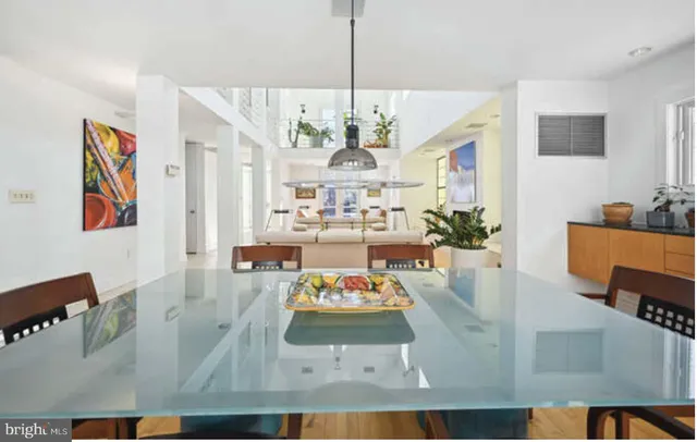 a view of a hallway with workspace