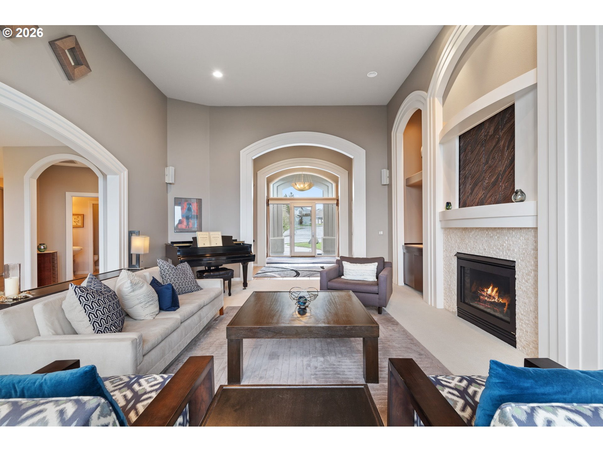 2305 Northwest Douglas Street Camas, WA 98607 - Photo 9 of 46 a living room with furniture a fireplace and a fireplace