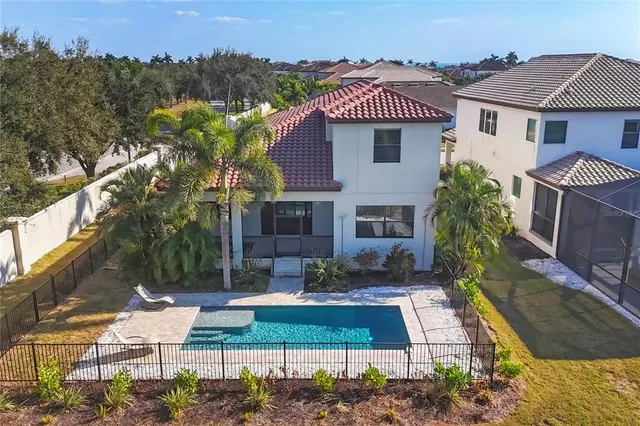 a view of a lake from a yard