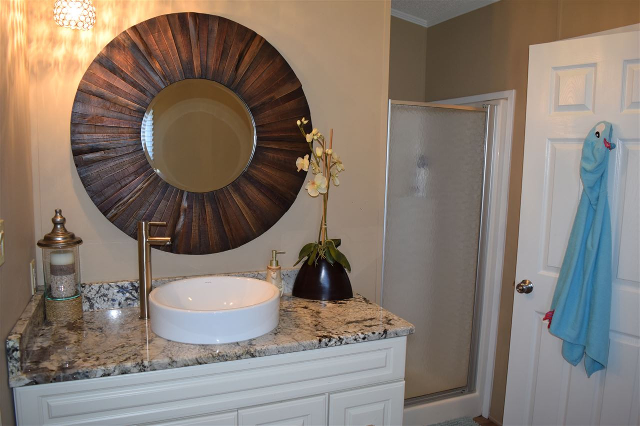 801 Sunshine Road Kenly, NC 27542 - Photo 11 of 24 Check out this sink and granite countertop! Separate shower and tub! Master Bathroom