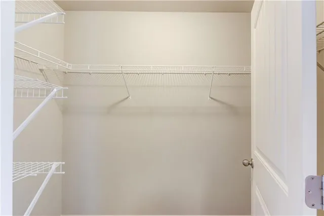 a view of small space with racks on the wall