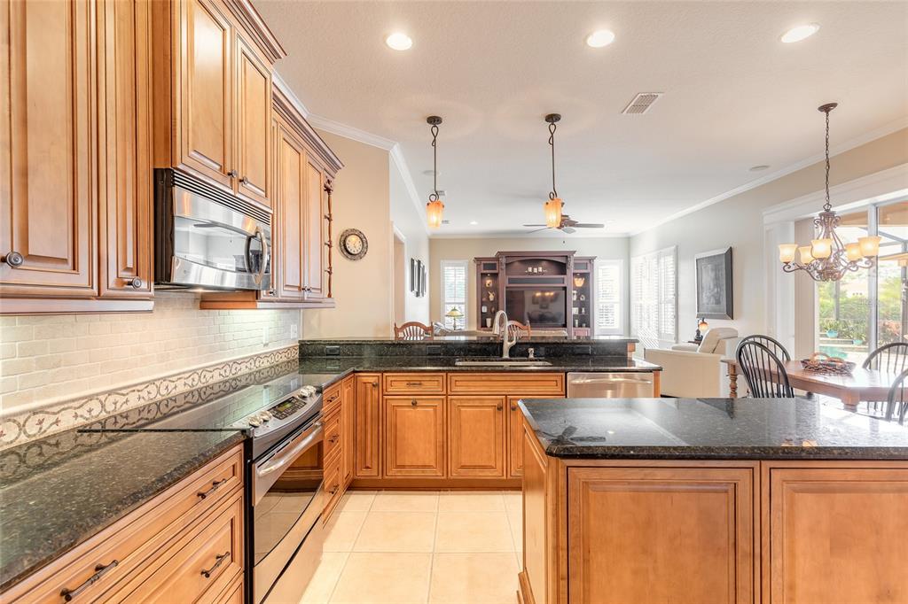 10915 Ledgement Lane Windermere, FL 34786 - Photo 18 of 60 a kitchen with stainless steel appliances granite countertop a sink a stove and a wooden cabinets
