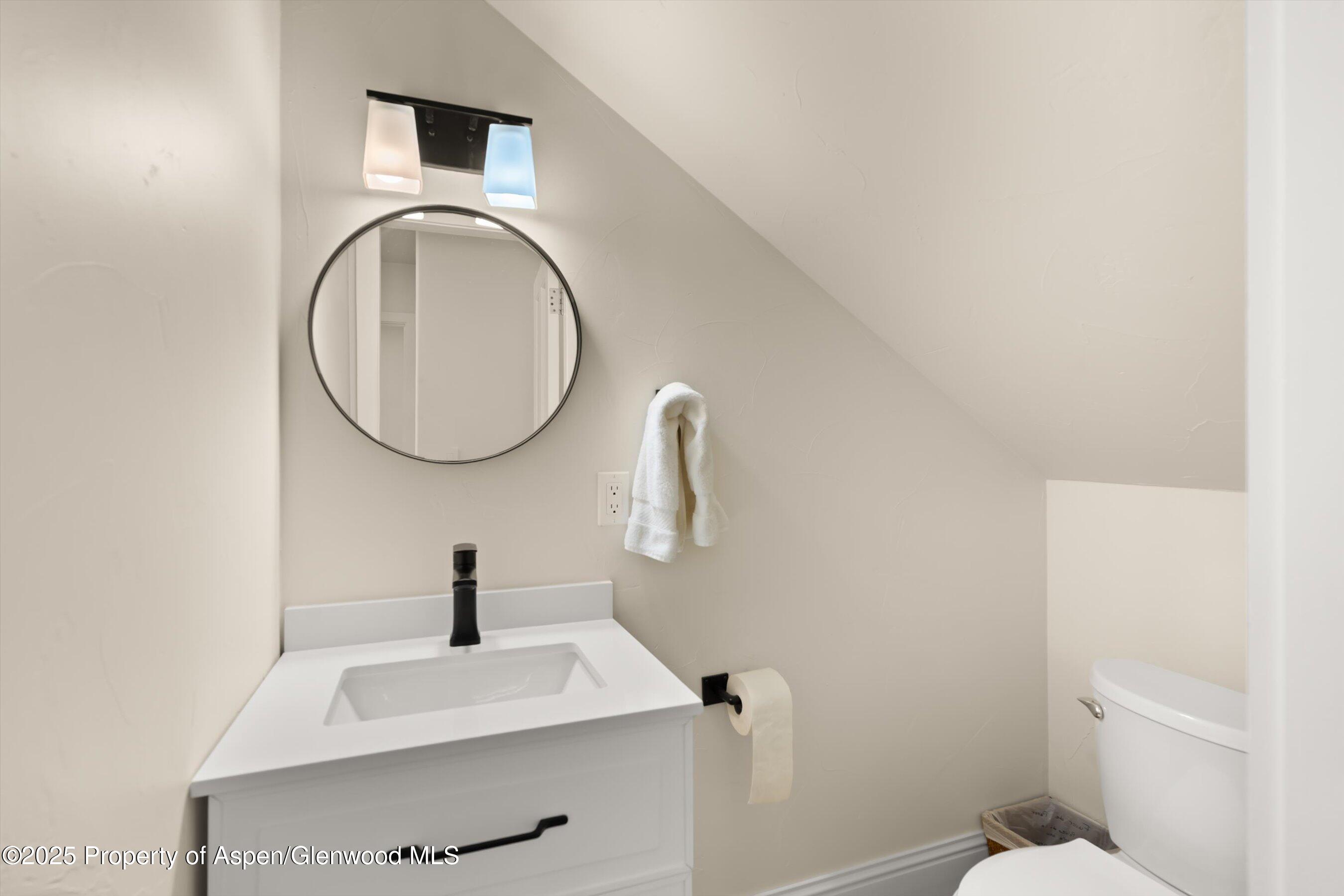 2240 Old Herron Road Basalt, CO 81621 - Photo 17 of 42 a bathroom with a sink a toilet and a mirror
