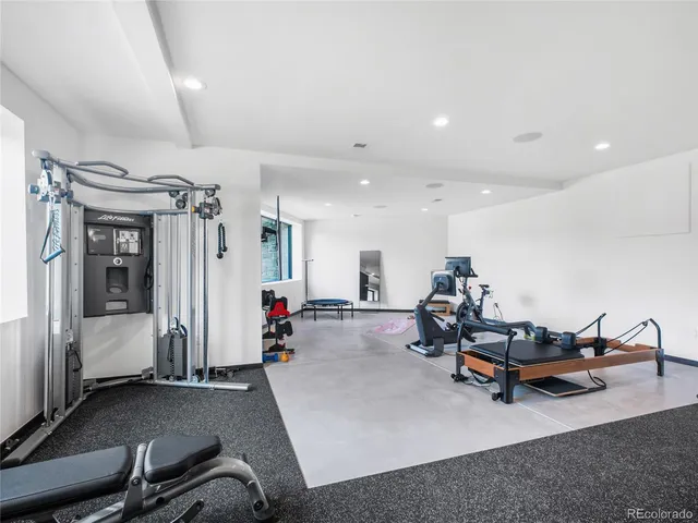 a view of a room with gym equipment
