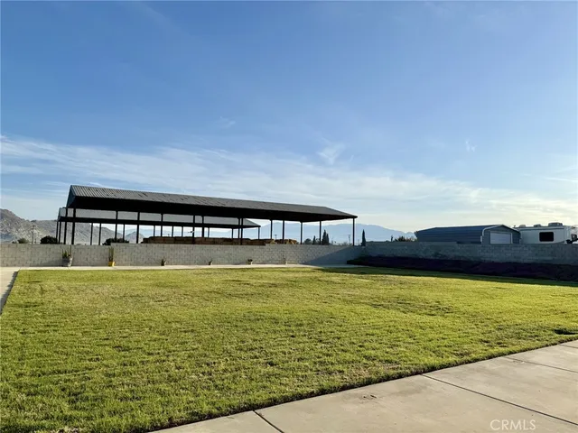 a view of a swimming pool and mountain