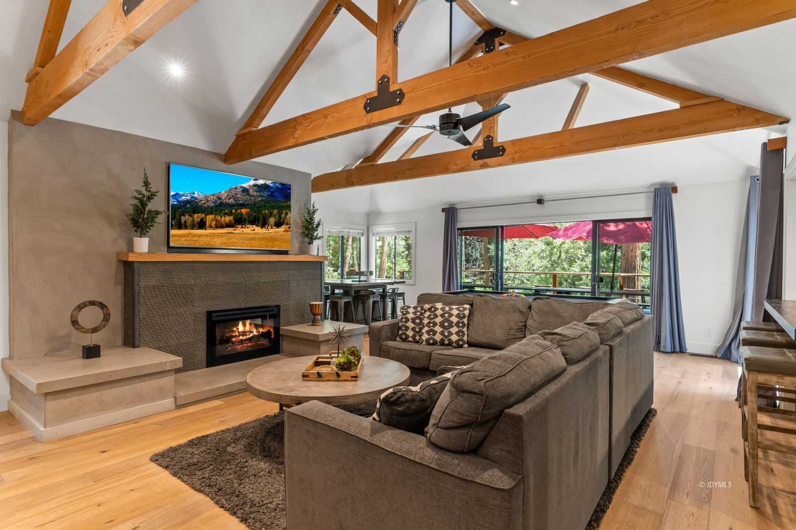 25010 Tahquitz Road Idyllwild, CA 92549 - Photo 16 of 93 Living area w/custom concrete fireplace