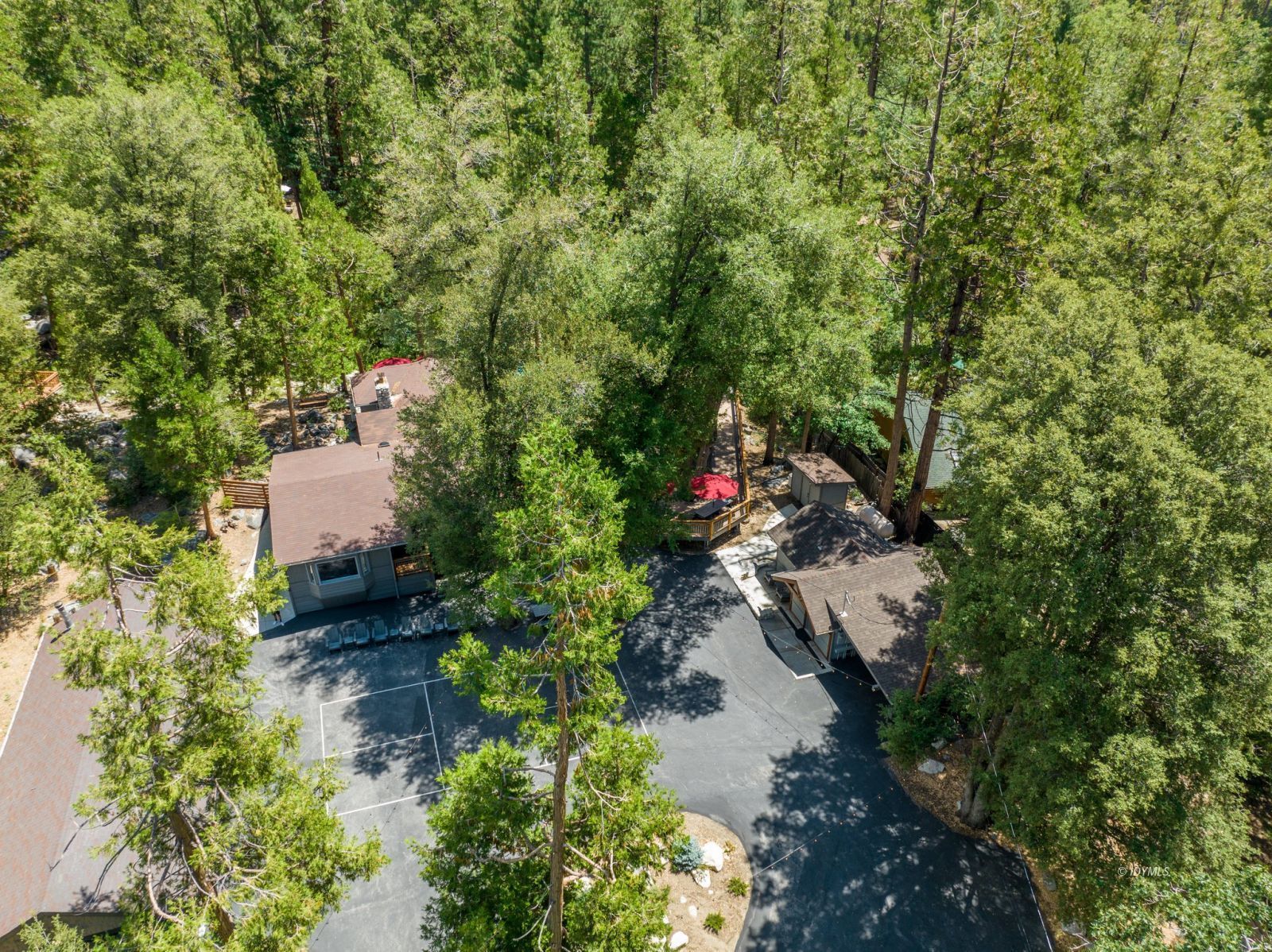 25010 Tahquitz Road Idyllwild, CA 92549 - Photo 80 of 93 an aerial view of a house with a yard and trees all around