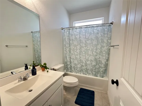 a bathroom with a shower and a toilet