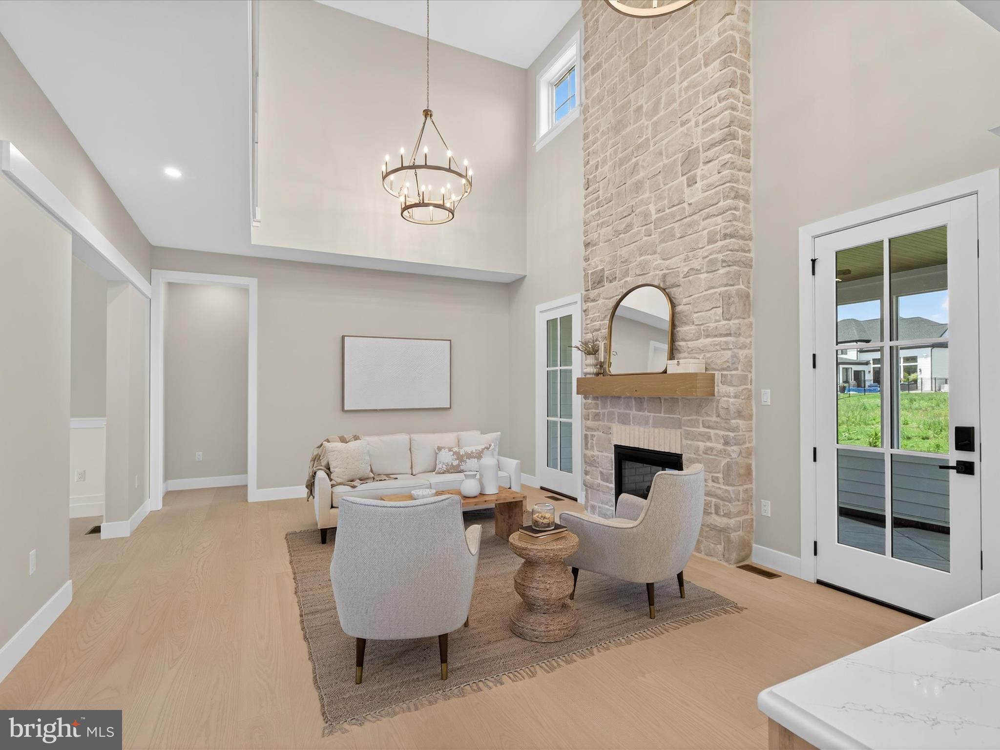 297 Sarsen Drive Lititz, PA 17543 - Photo 15 of 67 a living room with furniture a fireplace and a floor to ceiling window