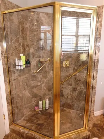 a bathroom with a shower