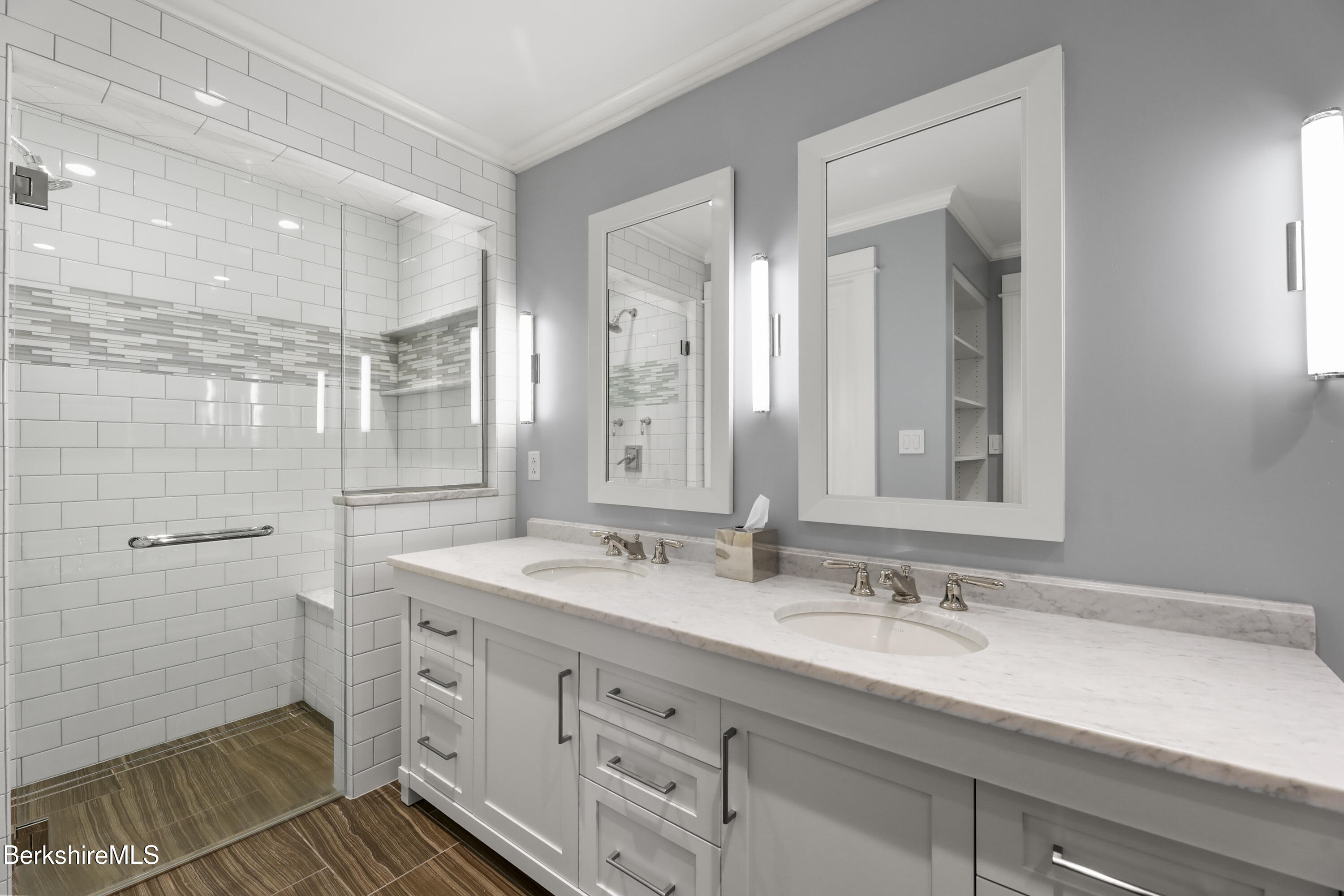 165 Kemble Street, Unit 10 Lenox, MA 01240 - Photo 15 of 24 a bathroom with a sink double vanity and a shower